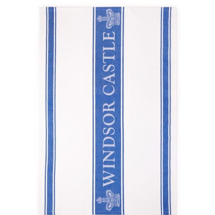 Royal Collection Shop Windsor Castle Blue Waffle Tea Towel | Breakfast Table