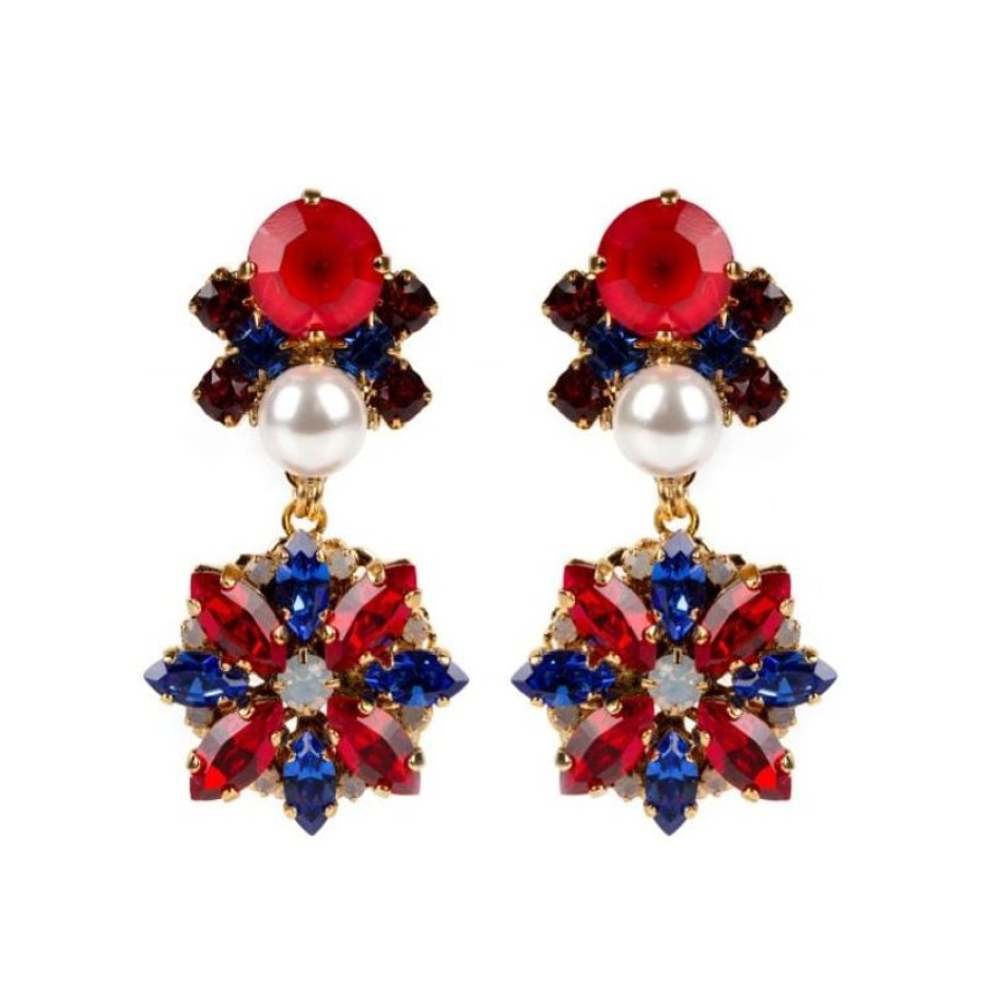 Royal Collection Shop Vicki Sarge Red, White And Blue Large Drop Earrings | Earrings