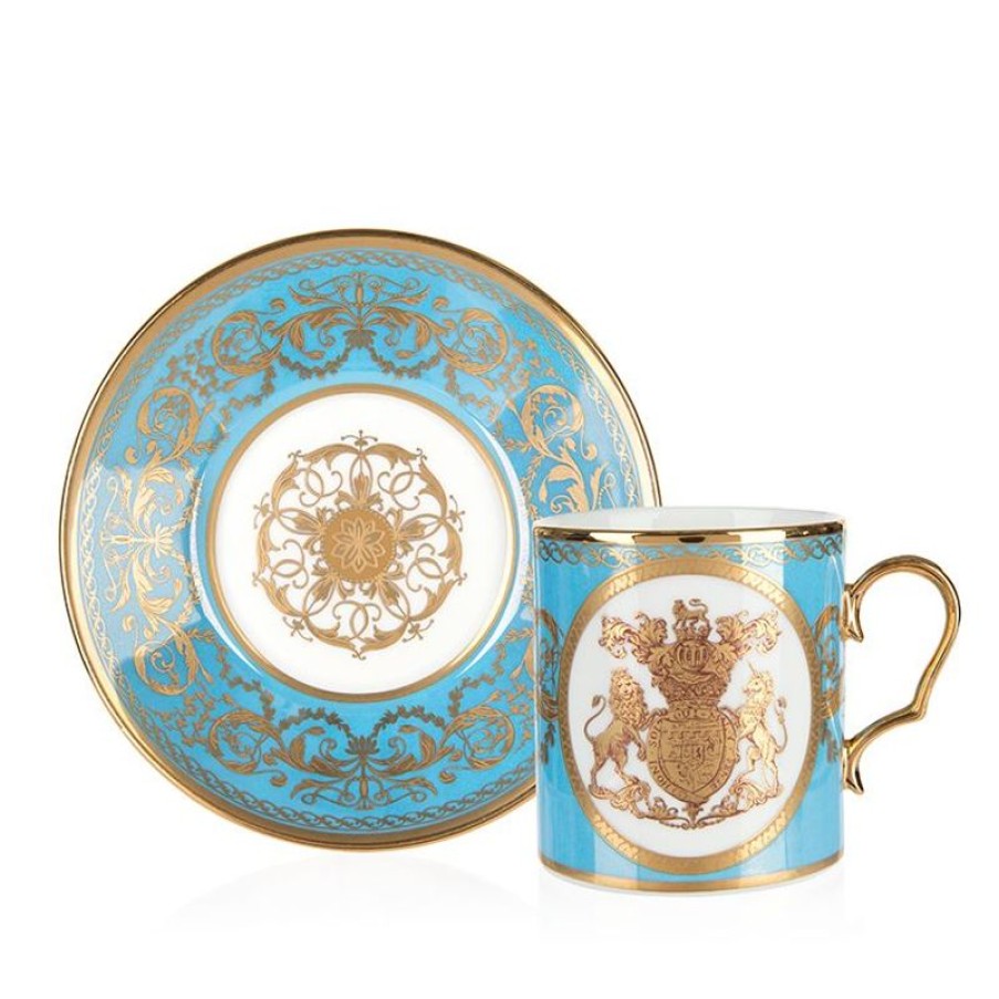 Royal Collection Shop Special Edition Lustre Turquoise And Yellow Coffee Cup And Saucer | Cups & Saucers