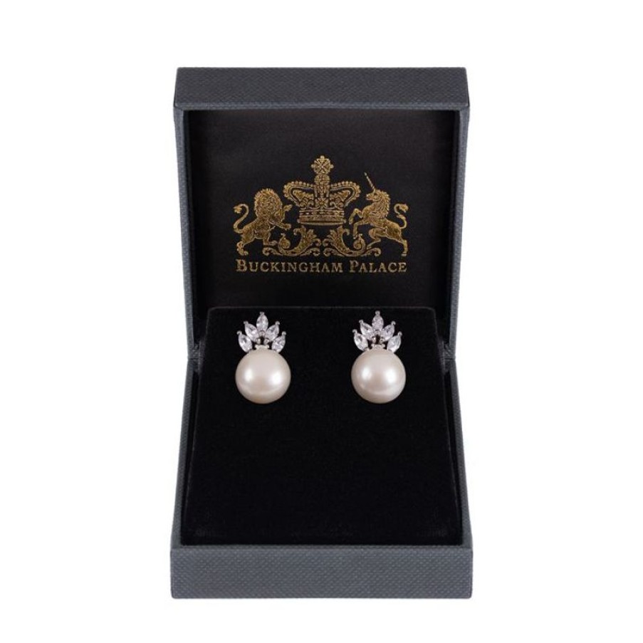 Royal Collection Shop Crown And Pearl Stud Earrings | Earrings