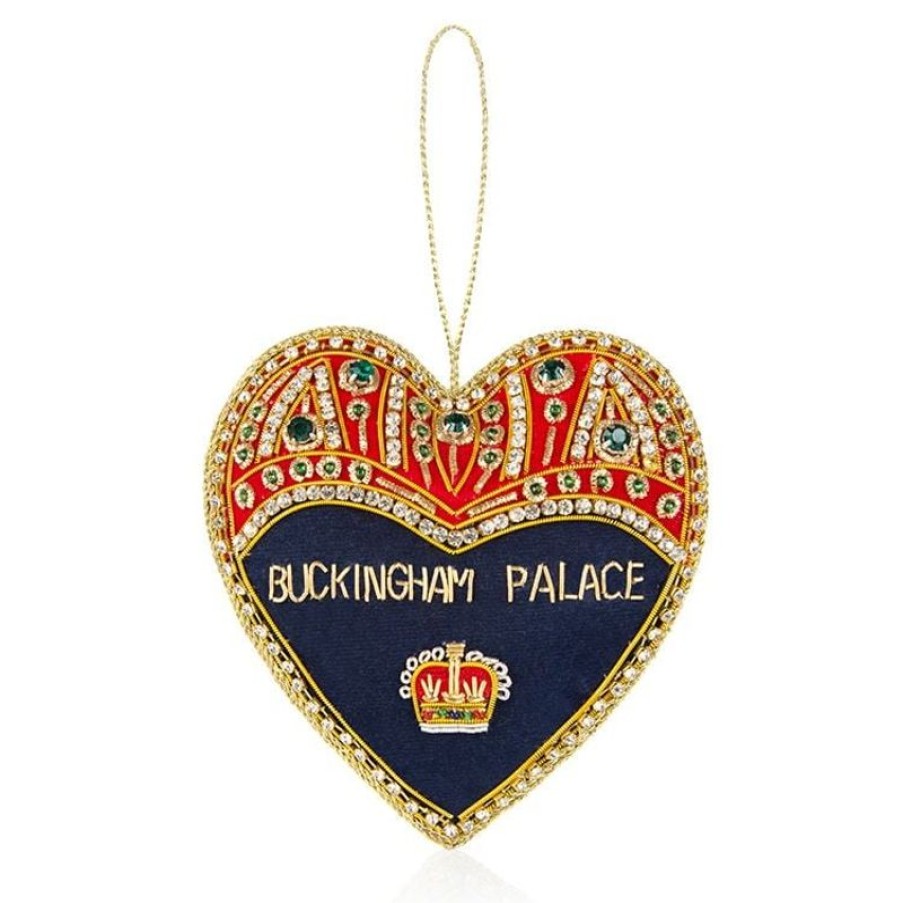 Royal Collection Shop Buckingham Palace Navy And Red Heart Decoration | Decorations