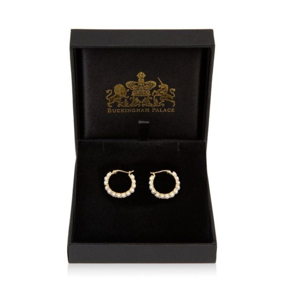 Royal Collection Shop White Pearl Hoop Earrings | Earrings