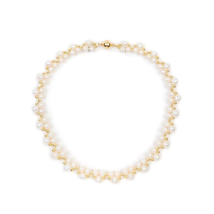 Royal Collection Shop Gold Hematite And White Pearl Collar | Necklaces