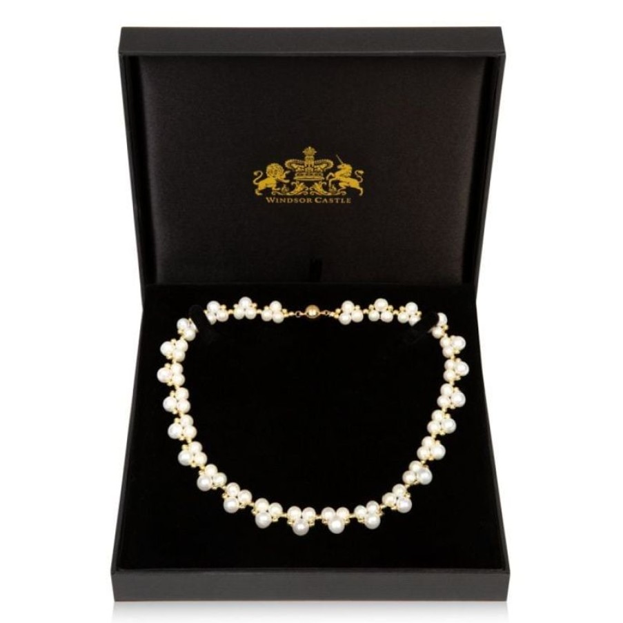 Royal Collection Shop Gold Hematite And White Pearl Collar | Necklaces