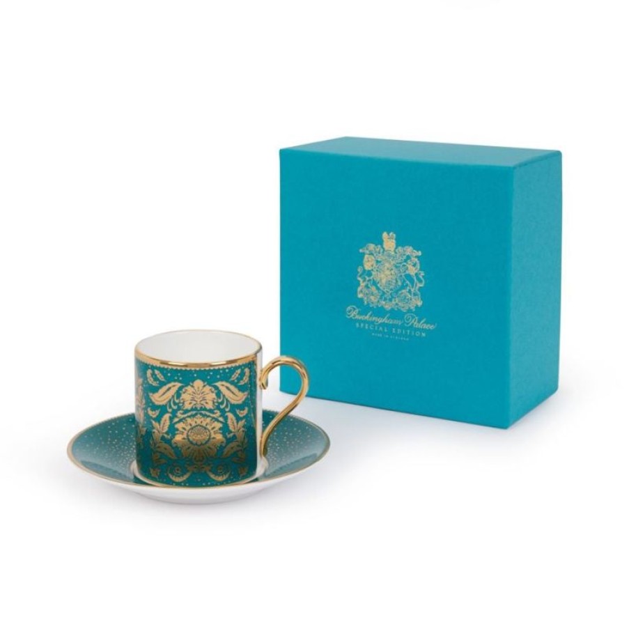 Royal Collection Shop Acanthus Teal Coffee Cup And Saucer | Cups & Saucers