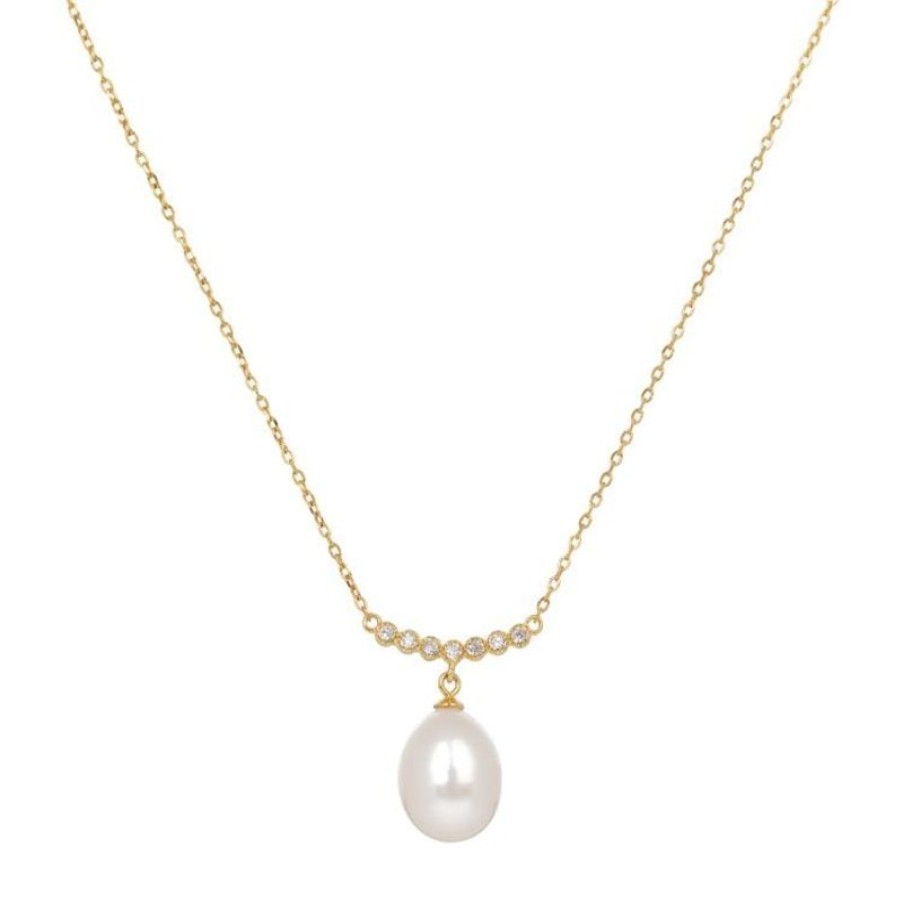 Royal Collection Shop Gold Crescent Pearl Drop Necklace | Necklaces