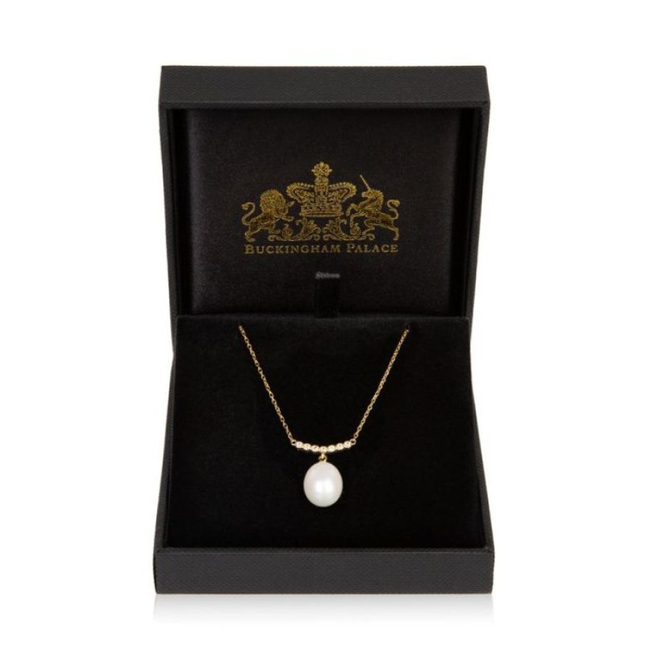 Royal Collection Shop Gold Crescent Pearl Drop Necklace | Necklaces