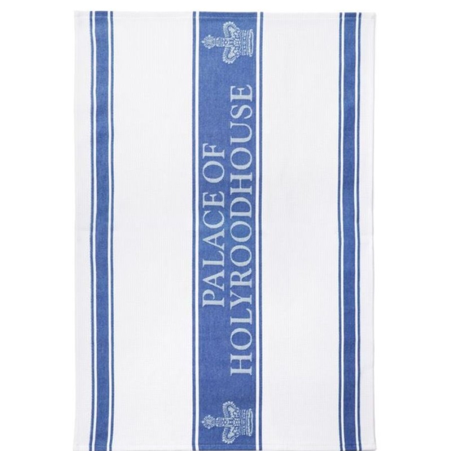 Royal Collection Shop Palace Of Holyroodhouse Blue Waffle Tea Towel | Breakfast Table