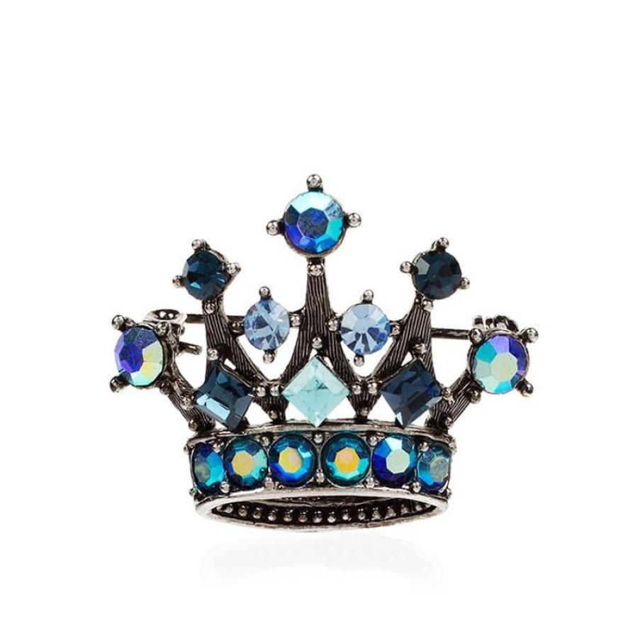 Royal Collection Shop Small Blue Crystal Crown Brooch | Brooches