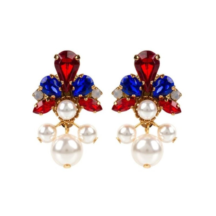 Royal Collection Shop Vicki Sarge Red, White And Blue Pearl Drop Earrings | Earrings